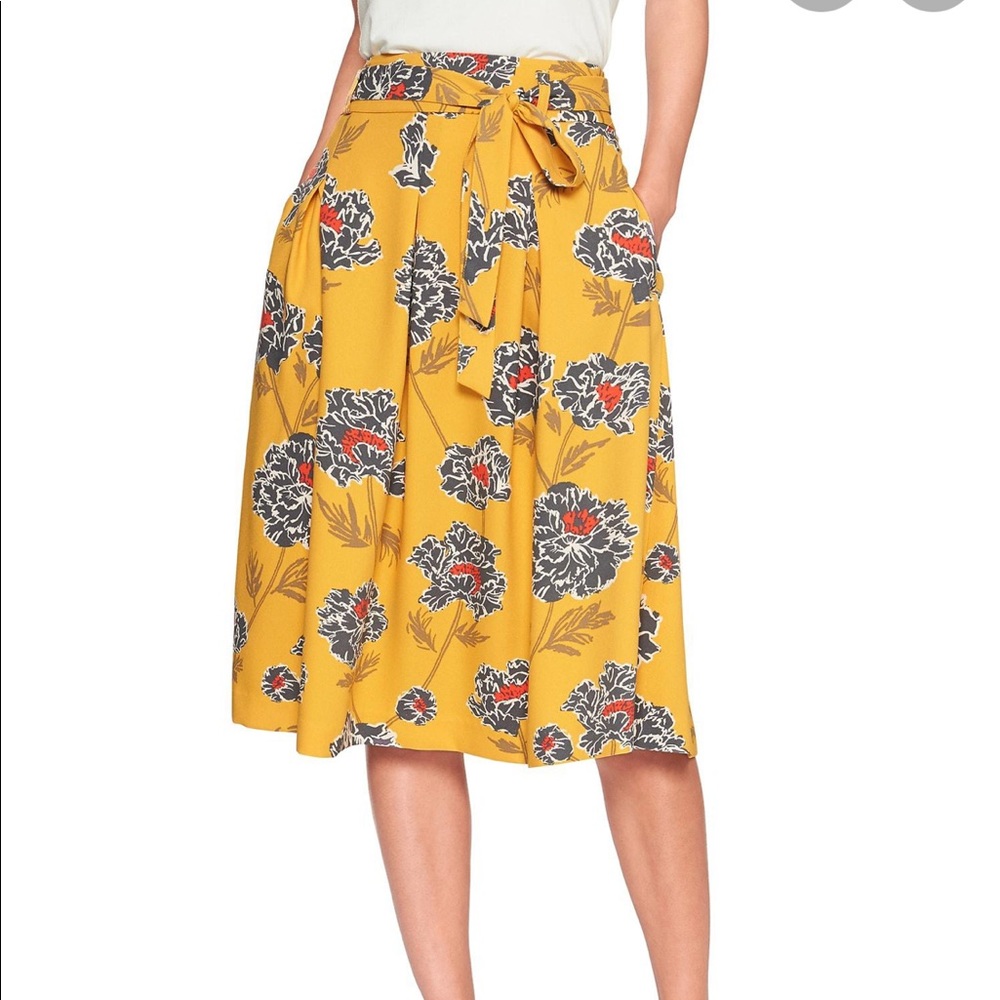 NEW NWT Banana Republic Gold Floral A-line skirt